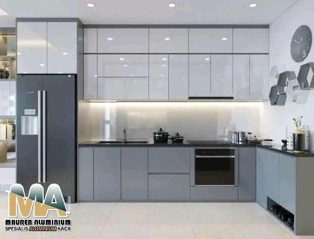 Custom kitchenset aluminium depok gratis desain 3D