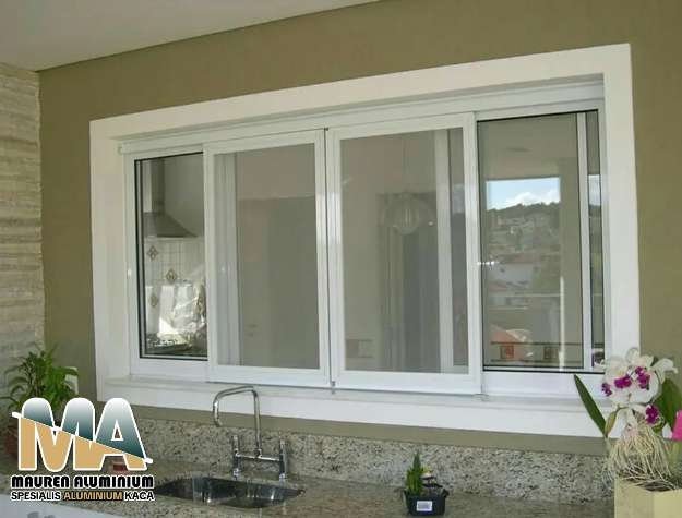 Jendela aluminium custom Depok putih minimalis